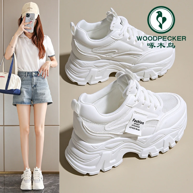 厚底增高老爹鞋女ins2025新款网面透气百搭小个子松糕女鞋