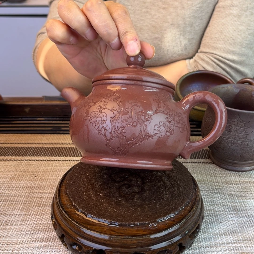 紫砂茶壶底槽清350cc
