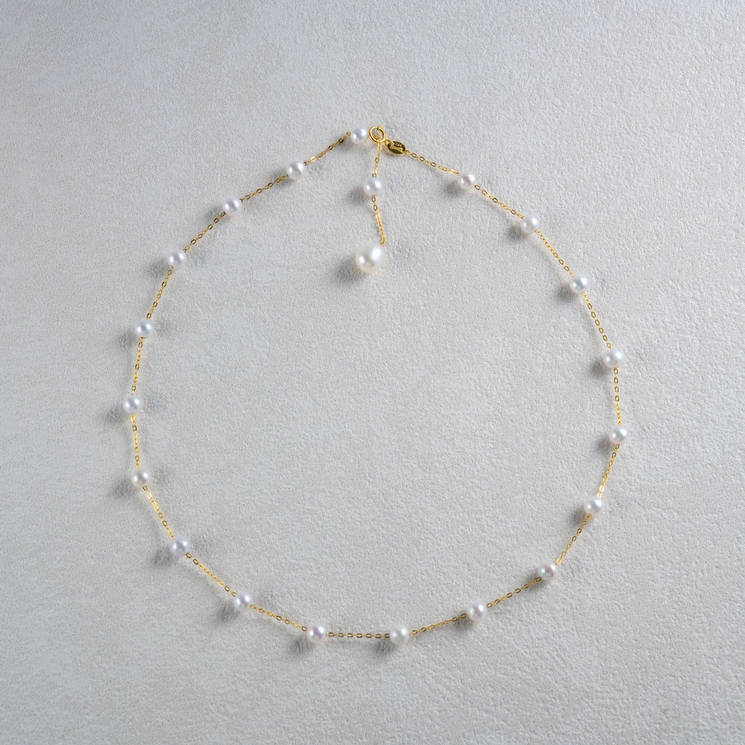 【理理专属】S925银强光淡水白系珍珠20+1颗经典满天星项链5-6mm