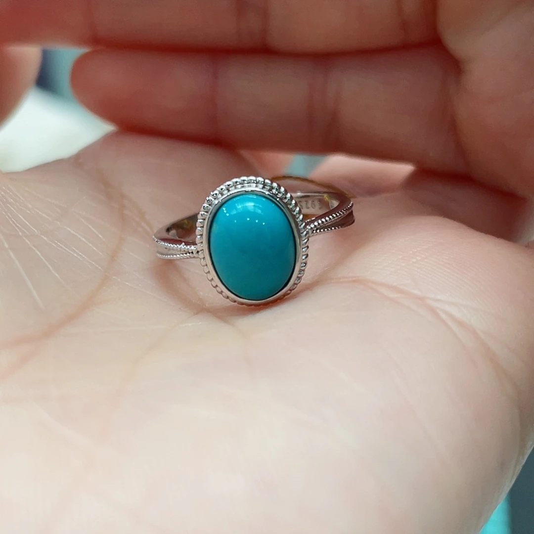 绿松石戒指银S925镶嵌