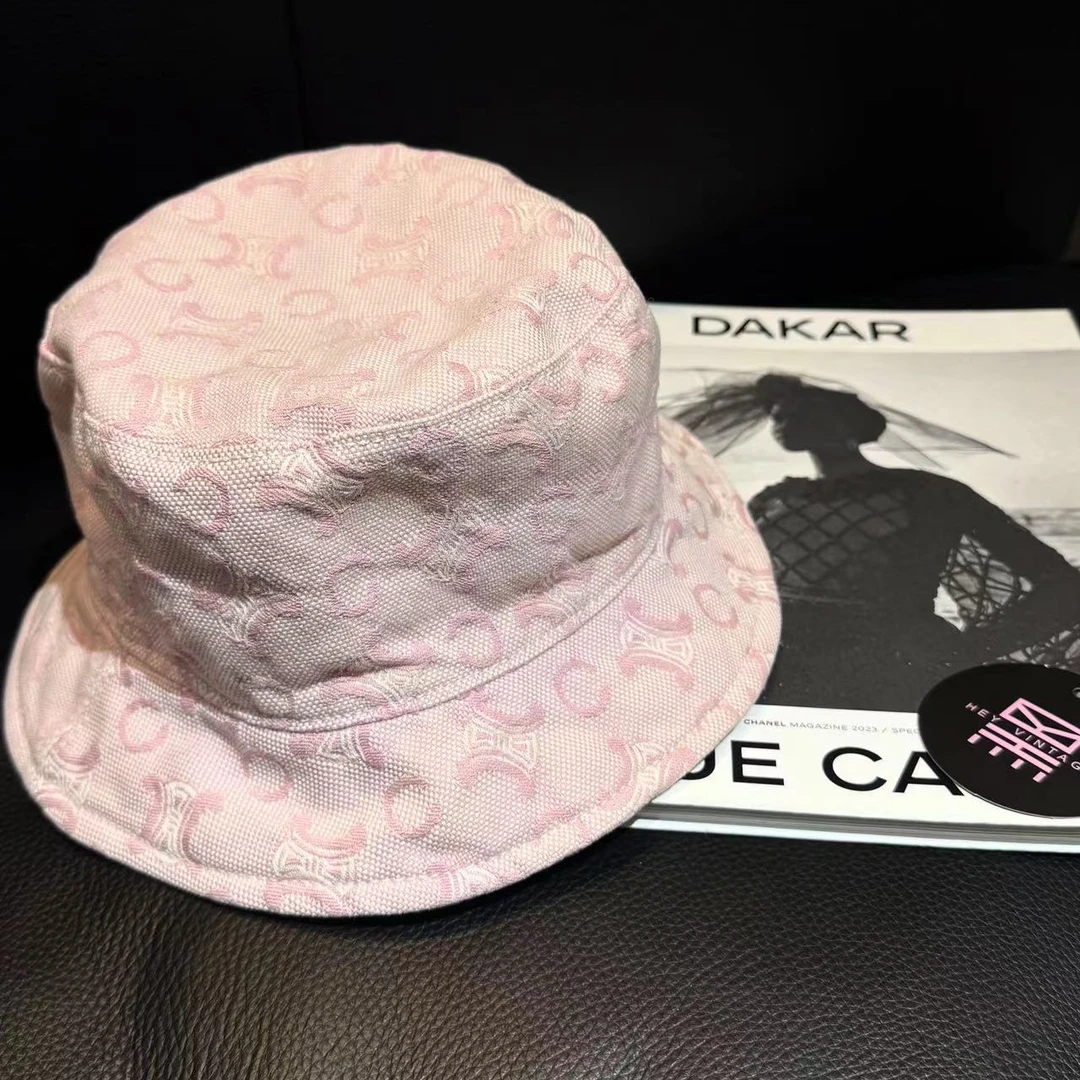 全新未使用  黑黑中古/ celine 粉色渔夫帽 5395148