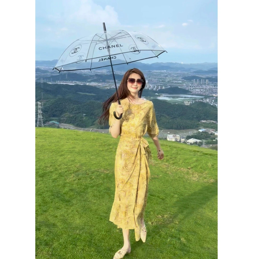 （黄昏日落）一片式气质优雅收腰显瘦显白连衣裙