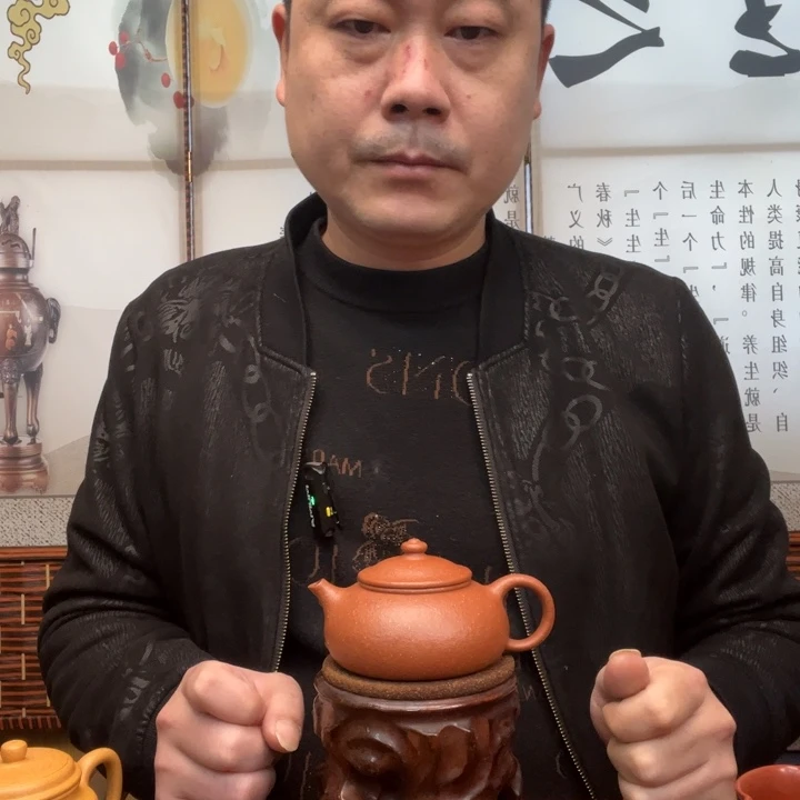 茶壶紫砂原矿红降坡全手工寒江180毫升