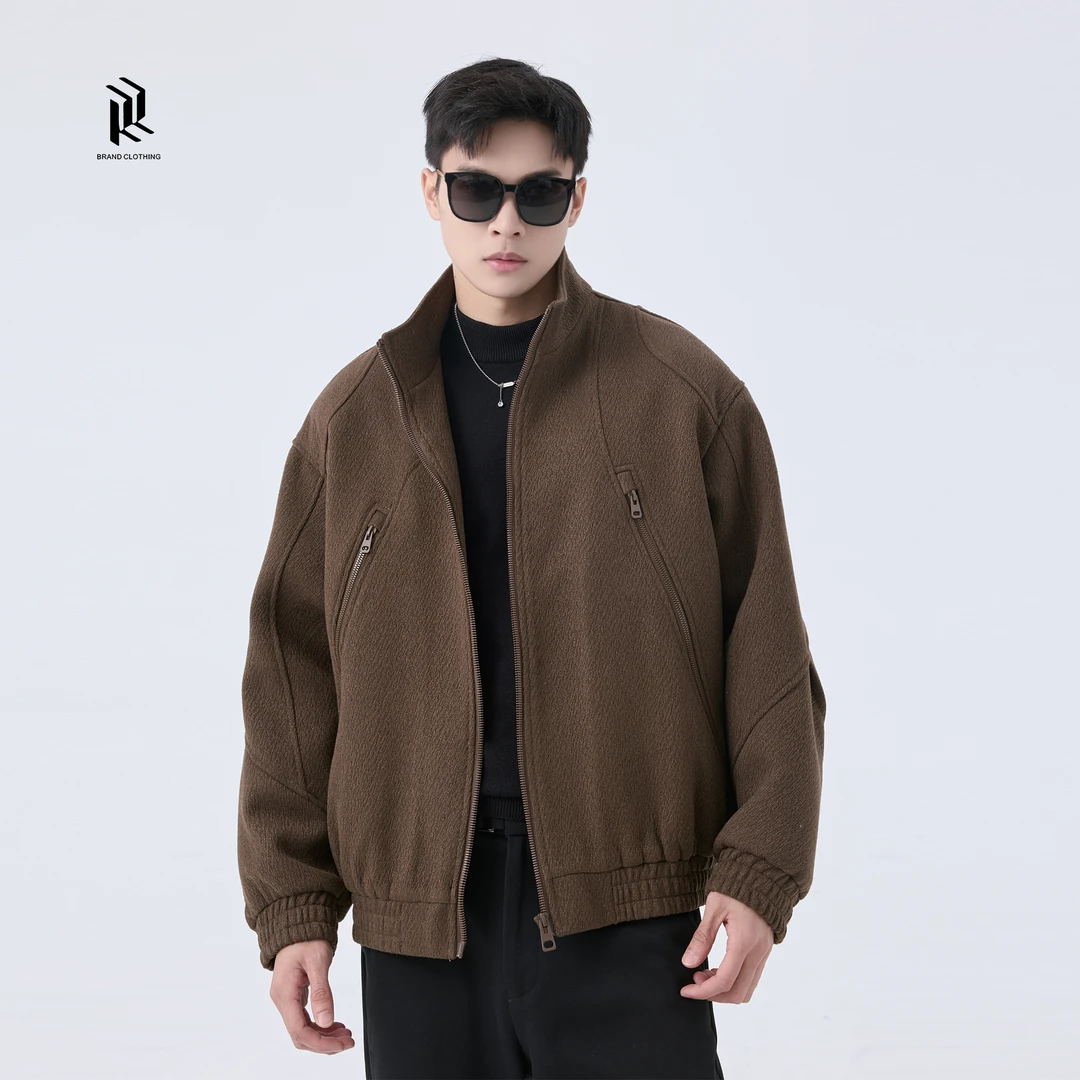 【RHETT KELLEY】非黑即白秋24年冬季宽松纯色加厚立领夹克外套男款