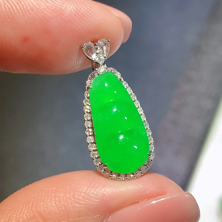 翡翠18K金镶嵌吊坠(不含链)