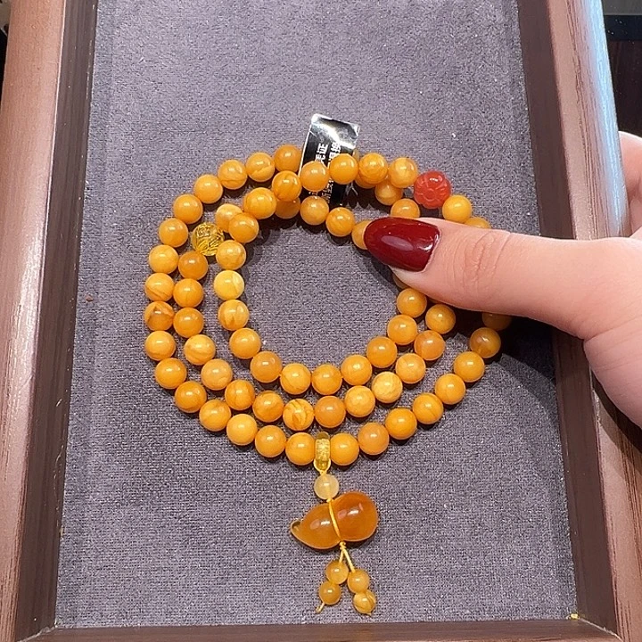 蜜蜡未镶嵌手串7.7mm蜜蜡手串