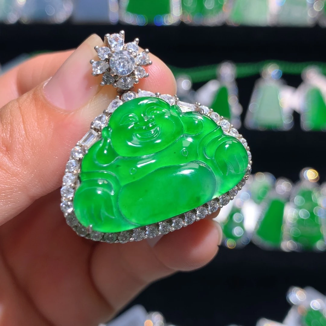 【闪购商品】翡翠银S925镶嵌颈饰天然翡翠