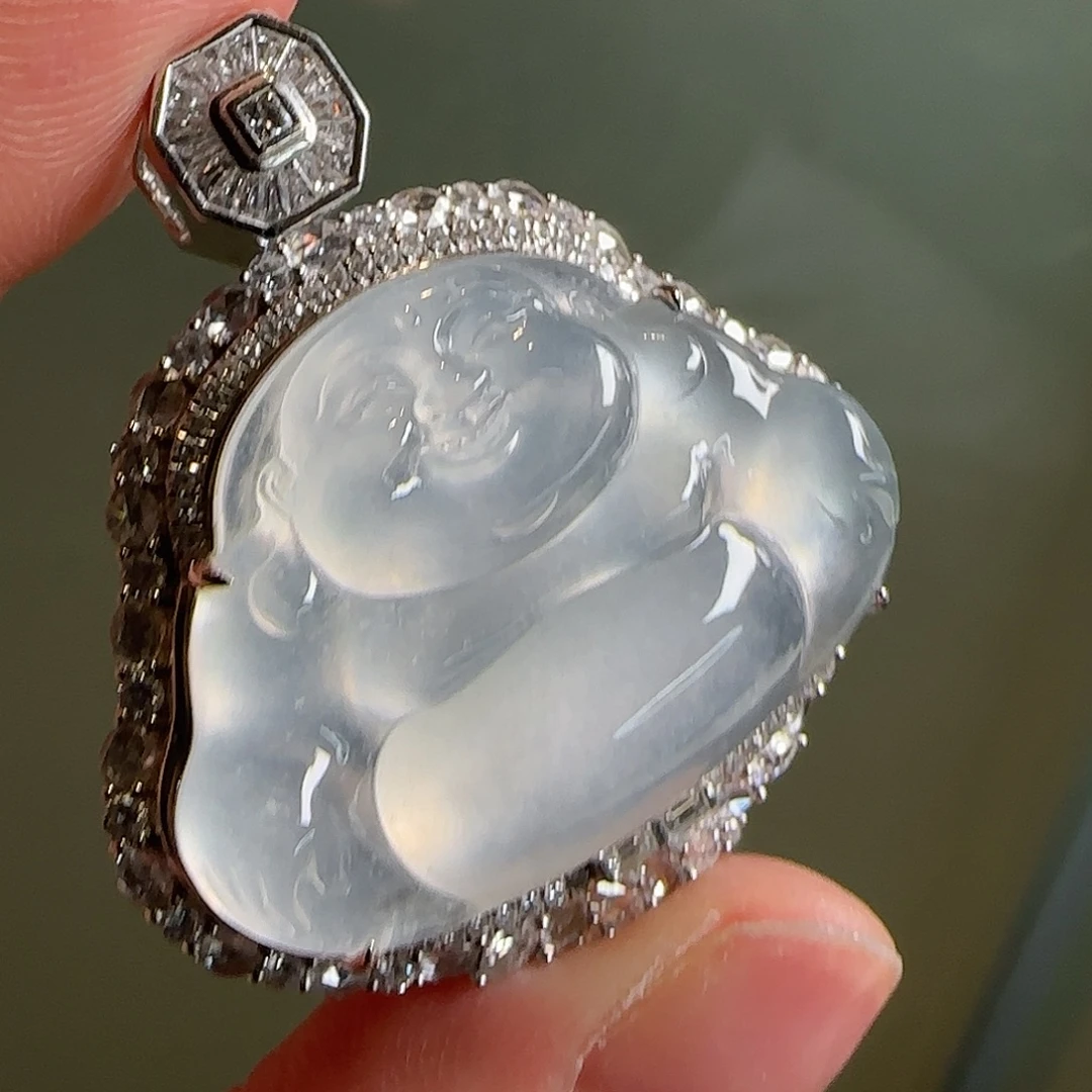 翡翠18K金镶嵌颈饰天然翡翠