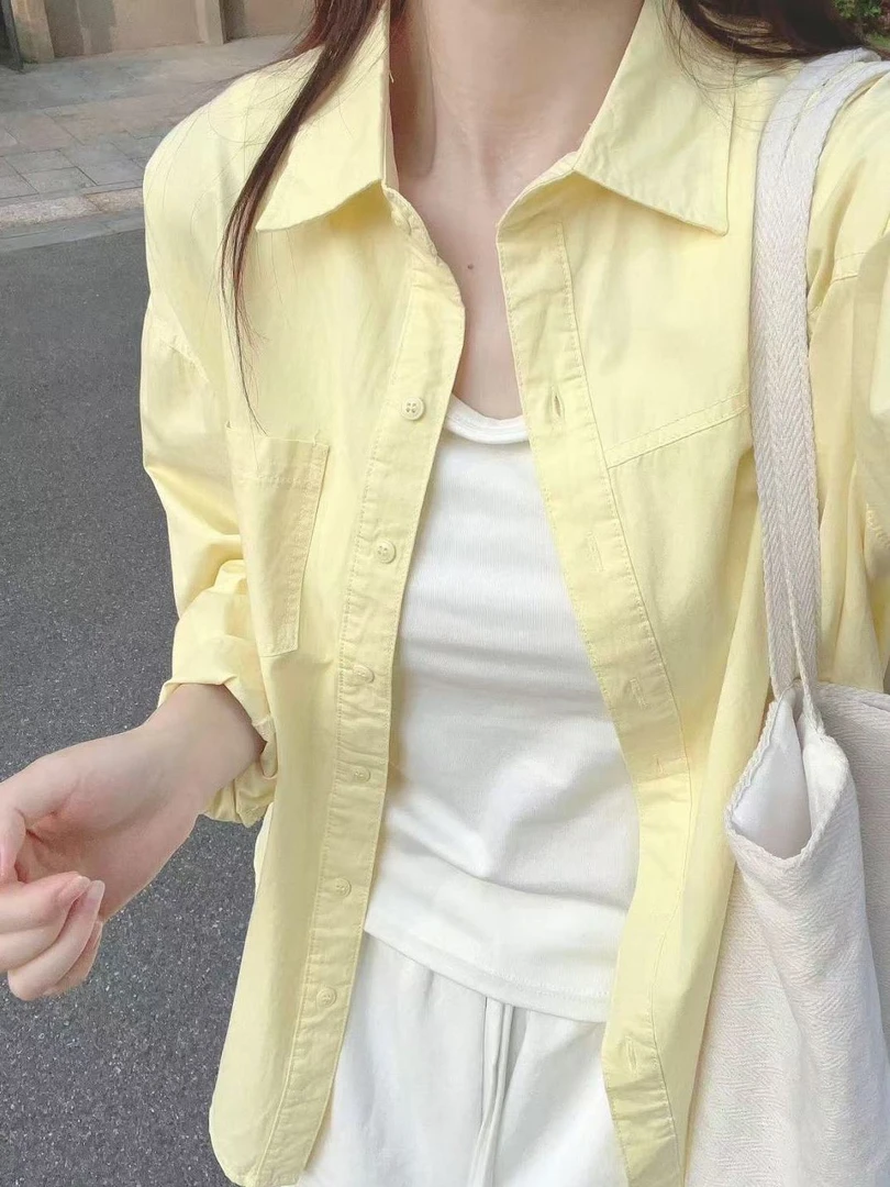 美式潮流早秋叠穿纯棉衬衫女新款正肩衬衣宽松胖mm显瘦外套开衫