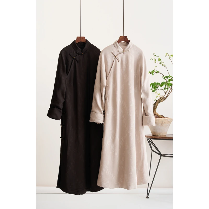 【书香门第】原创国潮新中式越罗工艺蚕丝内胆长袍裙LL97711