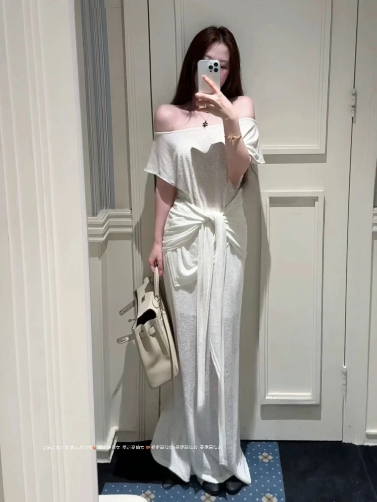 白开水舒适莱赛尔亚麻套装T恤+半身裙+披肩三件套