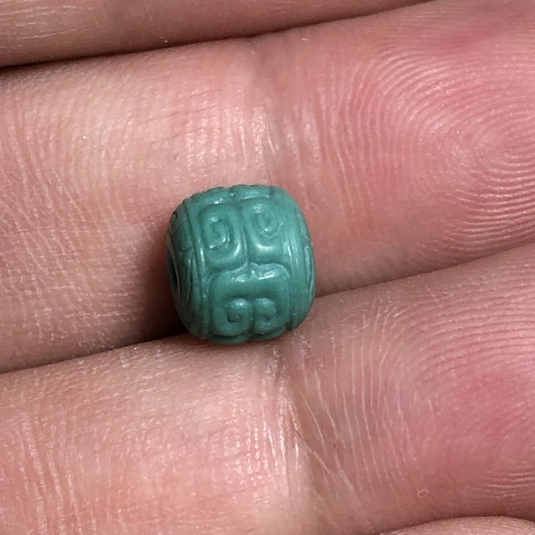 精品高瓷高色绿松石回纹老型(泡过油)品质没得说,8.8×7.8的