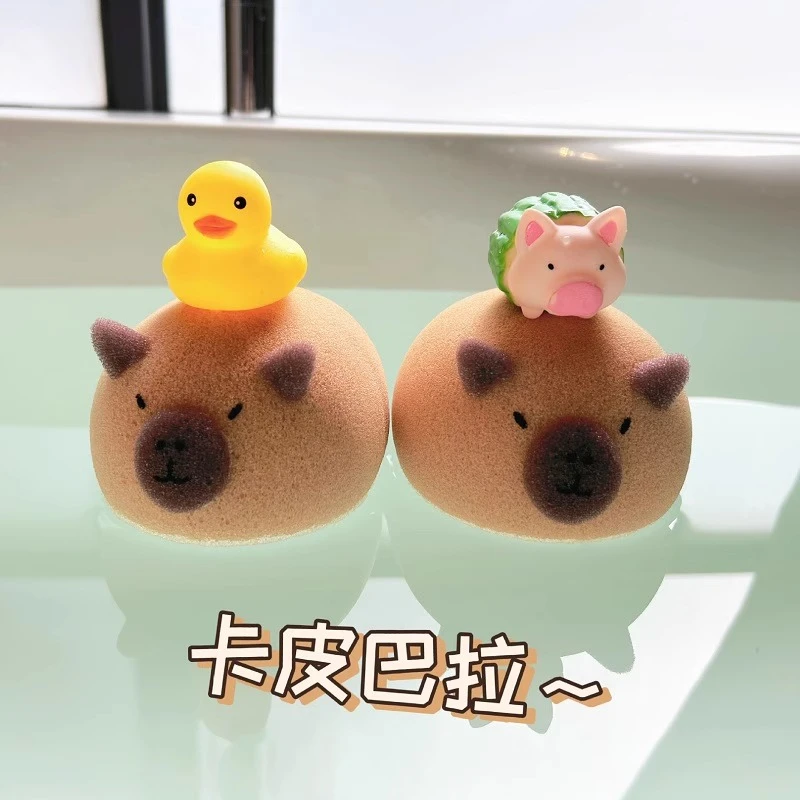 寻亦卡皮巴拉沐浴海绵球可爱洗澡洗脸清洁搓澡起泡不散超柔软海绵