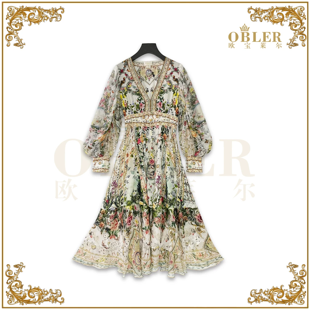 【欧宝莱尔】新款真丝时尚连衣裙 305-24610