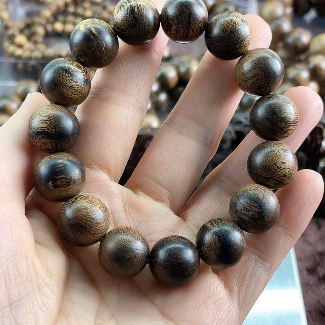 沉香手串天*越南芽庄白棋虎斑留疤