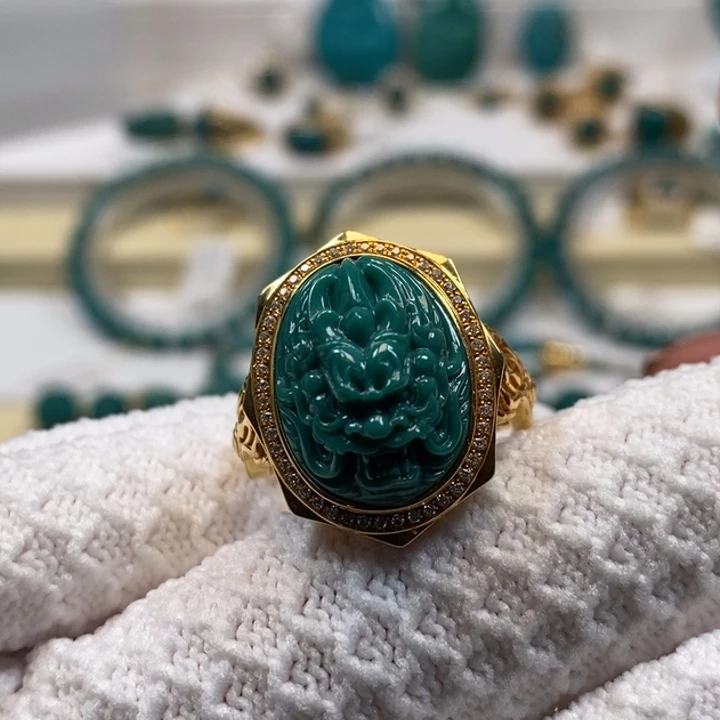 绿松石珠宝奇石18K金镶嵌AA191