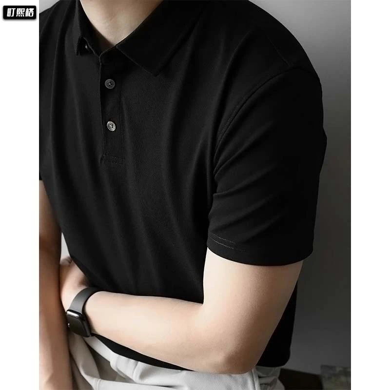 町熙格夏季新款男士翻领短袖Polo衫商务纯色常规款百搭半袖上衣服