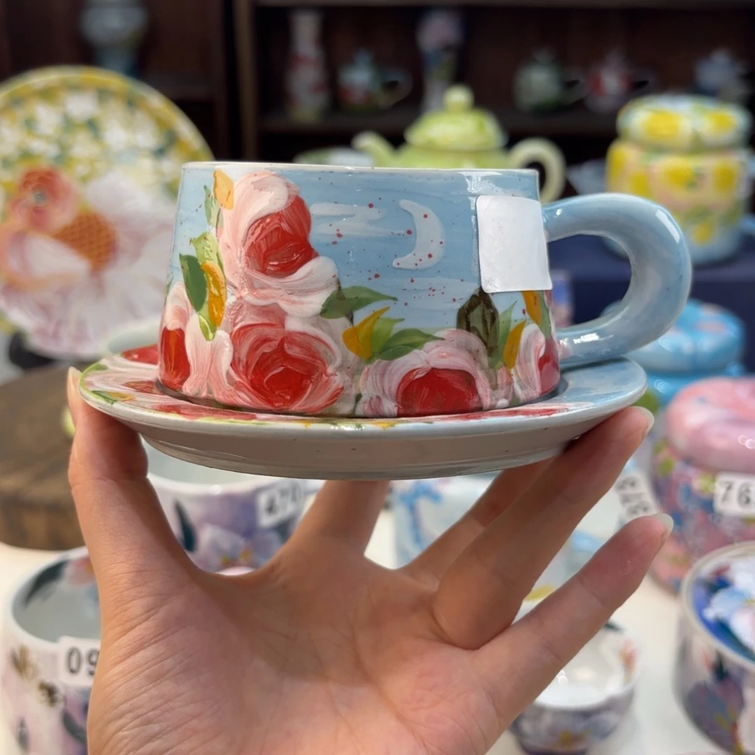 瓷片景德镇手绘高温釉下彩陶瓷茶具