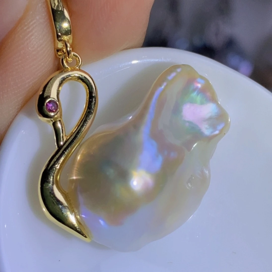 银S925镶嵌天然淡水珍珠淡水珍珠