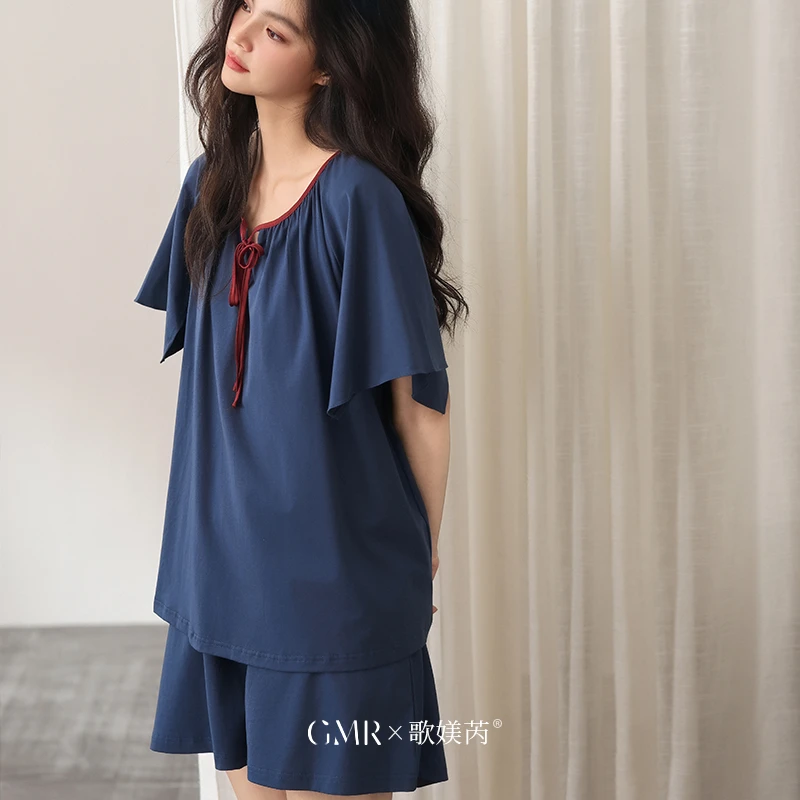 纯棉睡衣女士短袖短裤小飞袖凉感套装大码休闲夏季薄款清凉居家服