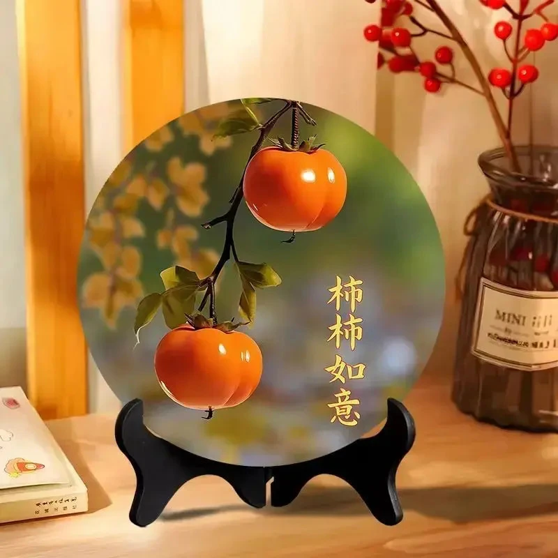柿柿如意摆件财源滚滚相框现代装饰画餐厅办公室桌面科学实验