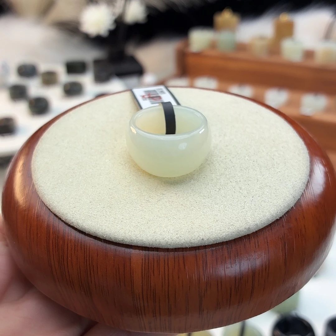 和田玉未镶嵌戒指i167晴水馒头17.5mm