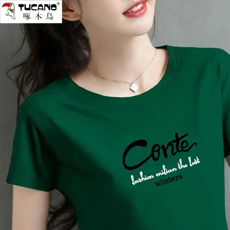 啄木鸟正品短袖T恤2025年新款初夏中年妈妈减龄遮肉显瘦打底衫潮