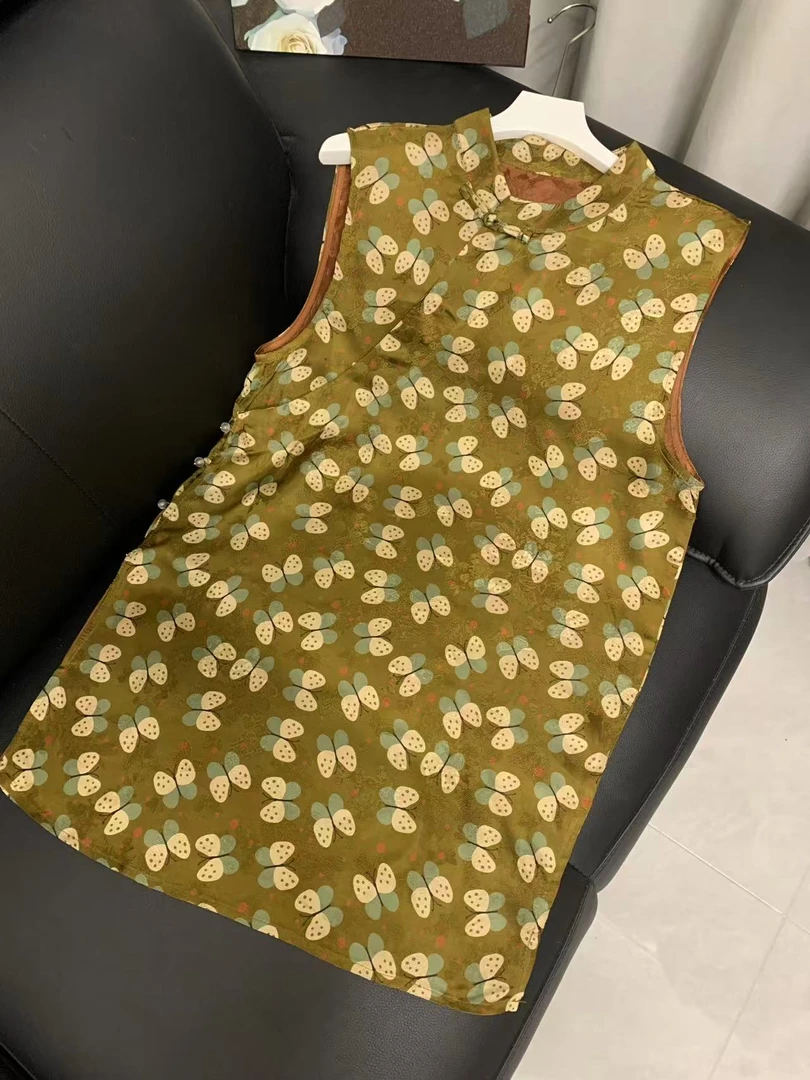 九月  庄周梦蝶-奥黛  新中式提花百搭宽松时无袖老钱风马甲裙