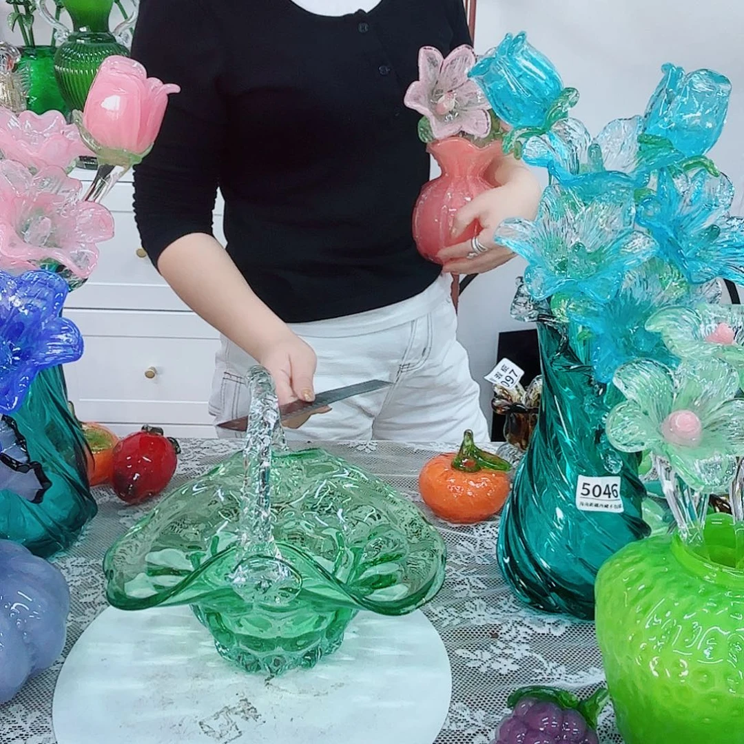 绿花篮安妮家花瓶花器摆件
