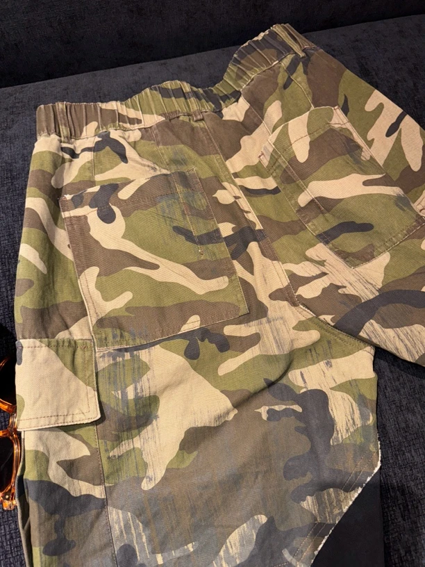 RIVER STDUIO/全棉/迷彩拼接泼墨做旧5分裤短裤