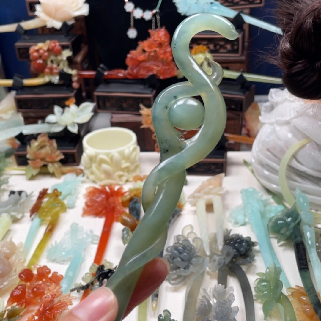 【闪购商品】蛇纹石玉未镶嵌发饰初*