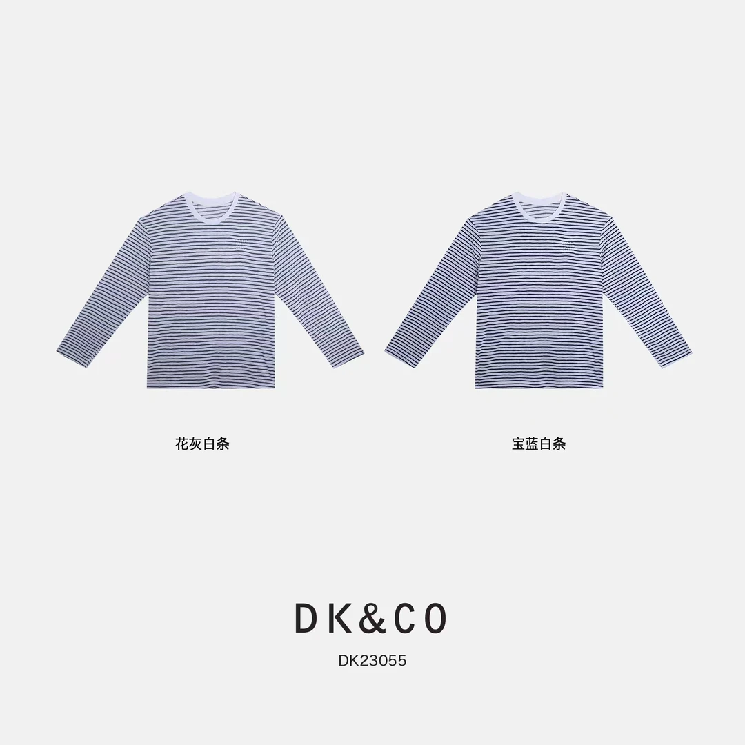《李易行》miu家新款简约经典条纹T恤百搭圆领长袖-DK23055