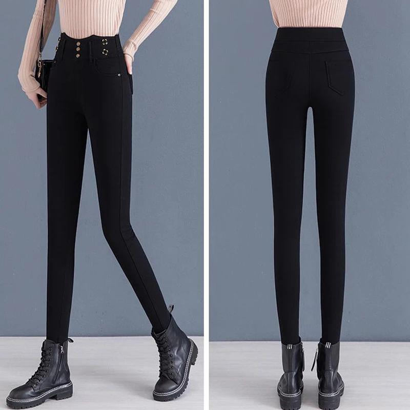 春季女士黑色修身牛仔裤女春天春款外穿显瘦女士百搭小脚裤子