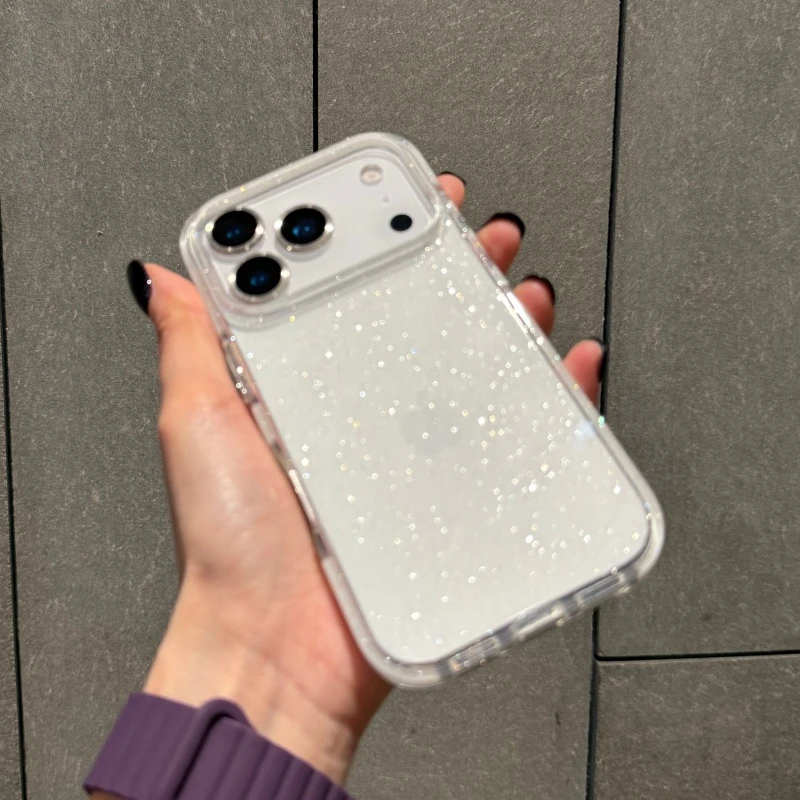 适用iphone17promax手机壳新款苹果17pro全包防摔透明闪粉软壳