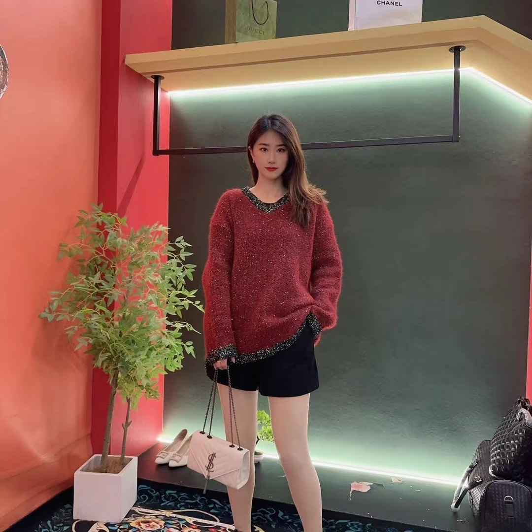 309 多金大码车厘子红气质减龄上衣早秋季长袖女装设计