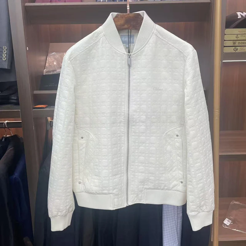 H1164.春秋男式夹克 立领舒适休闲外套 米白色 时尚都市