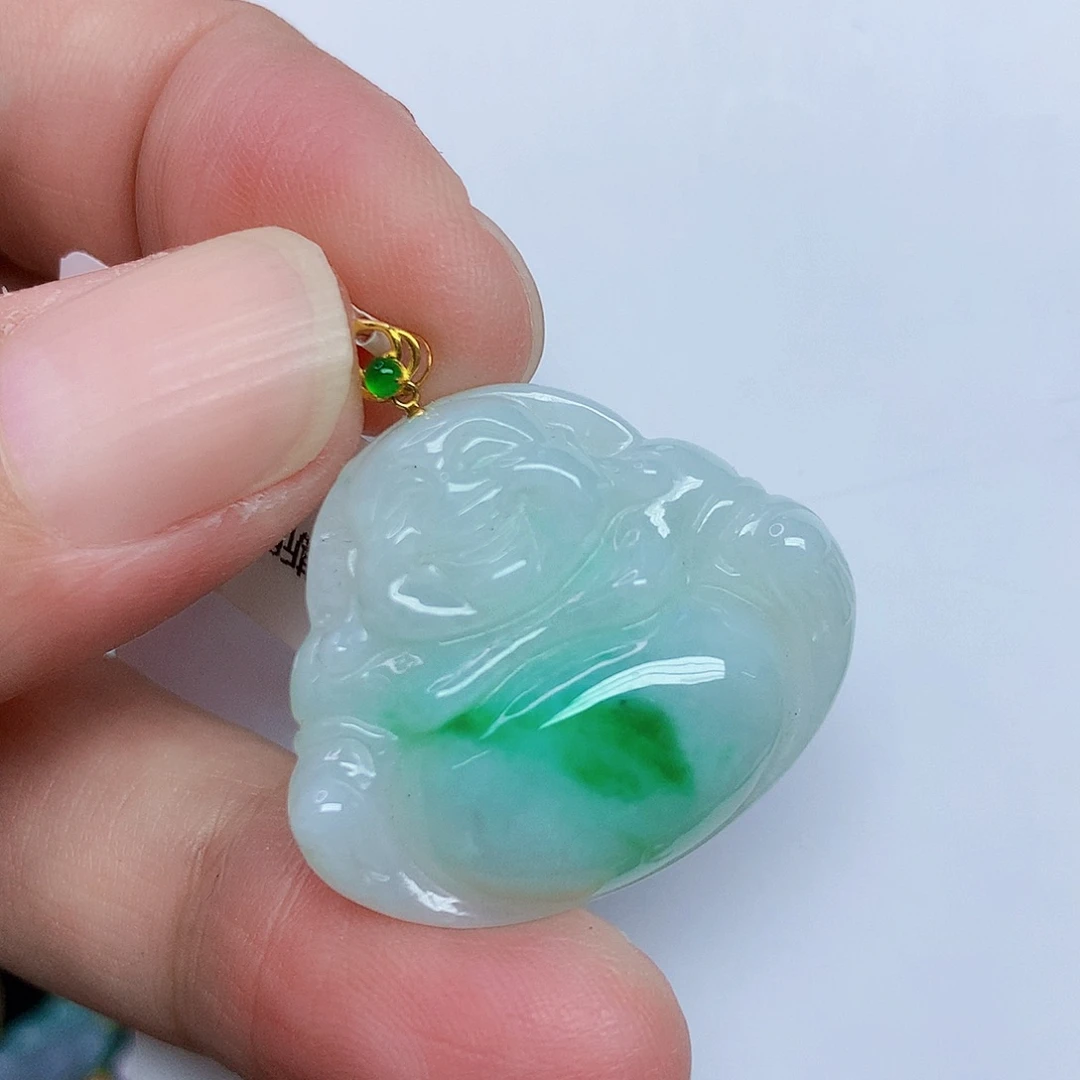 翡翠18K金镶嵌颈饰45677