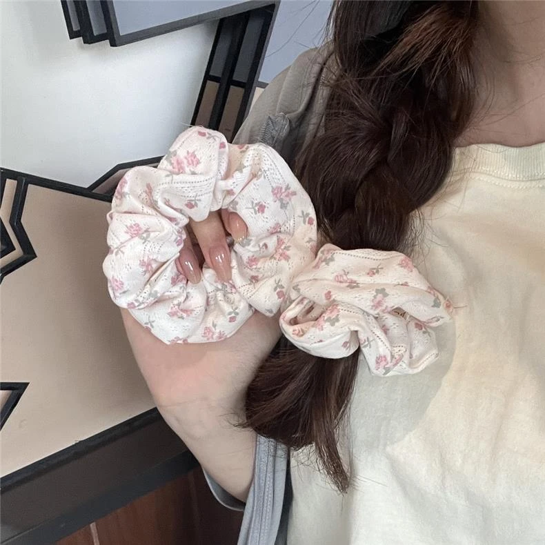意大利【设计师】梅子蜜粉女碎花大肠发圈温柔韩系高级感头绳发饰