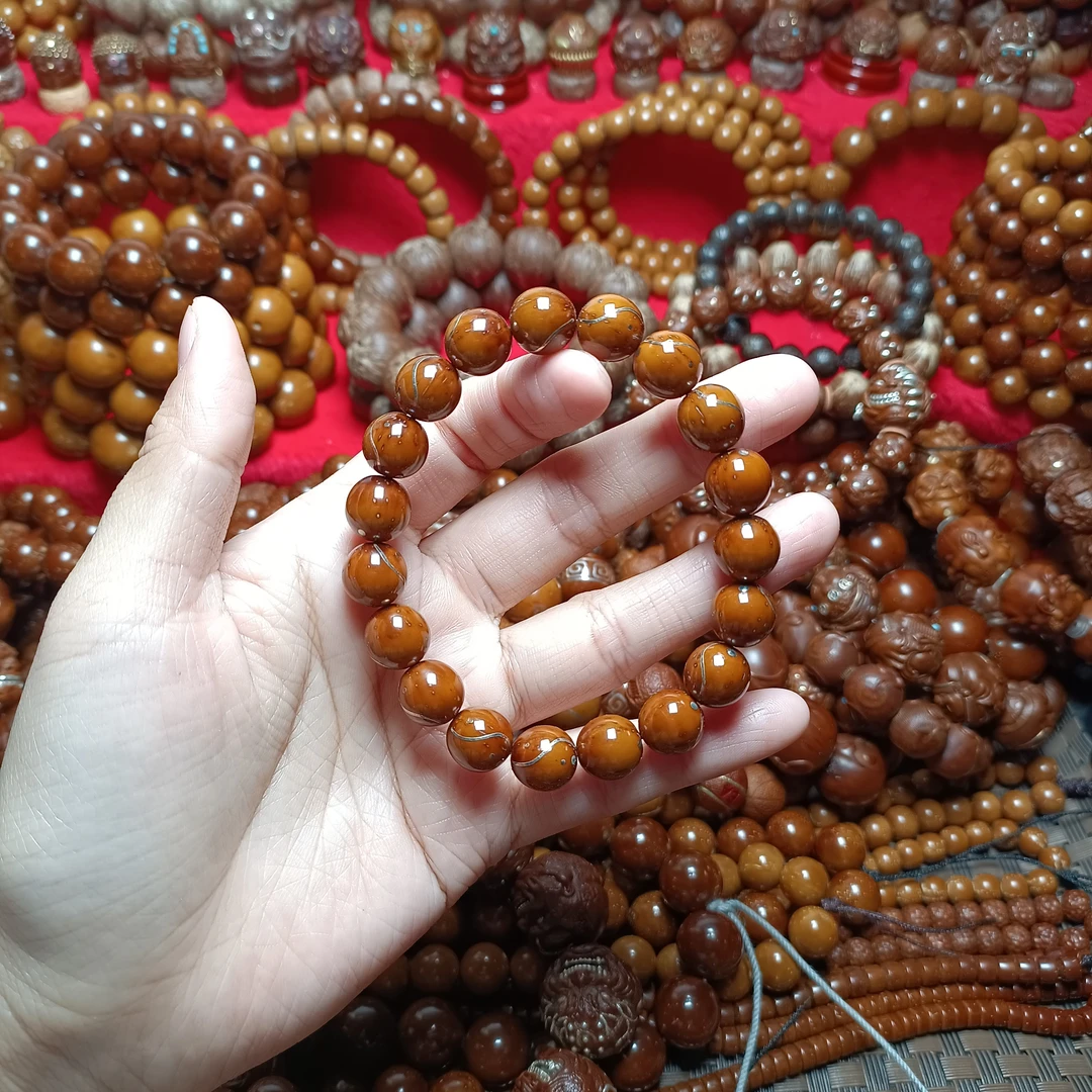 精品紫金鼠雕刻珠串太极光珠11尺寸小巧精致抛光款太极镶银珠双鱼