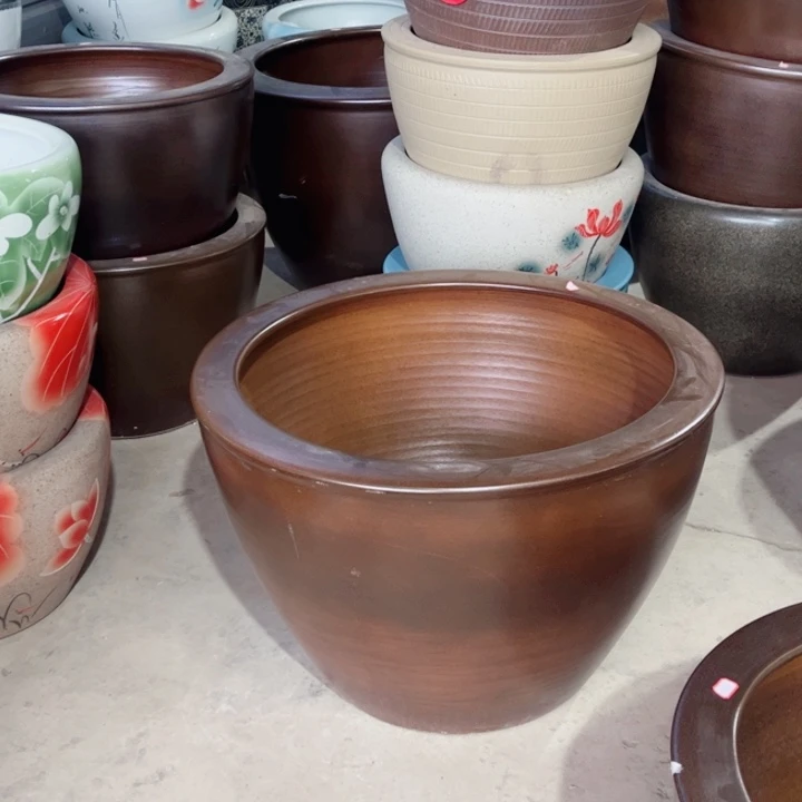 铜***門景德镇陶瓷鱼缸艺术直径74厘米高50厘米