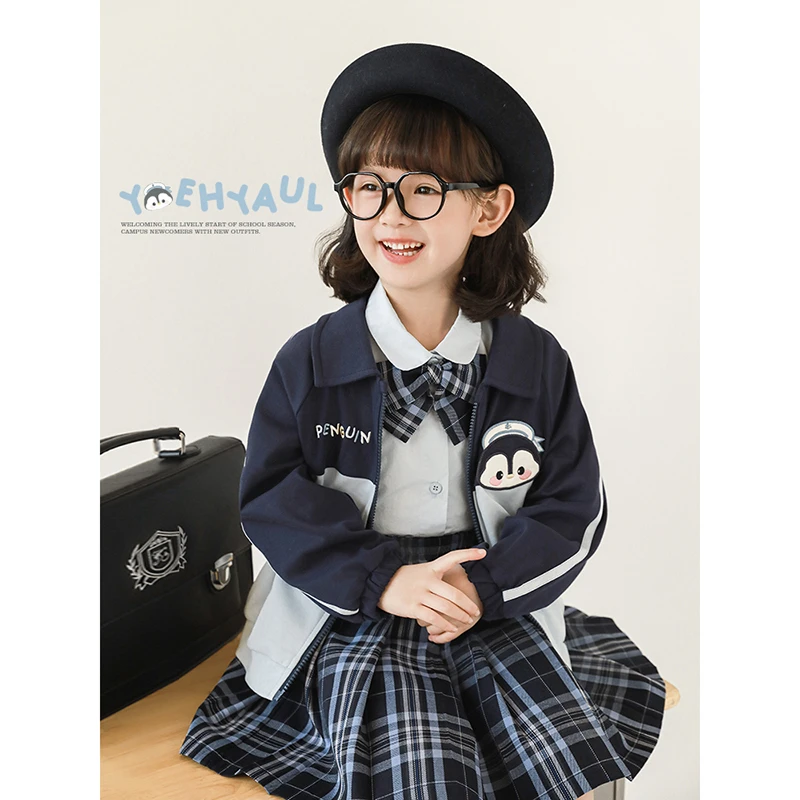 幼悠【轻盈企鹅】春贰波女童宝宝春秋洋气学院风jk长袖外套 C3172