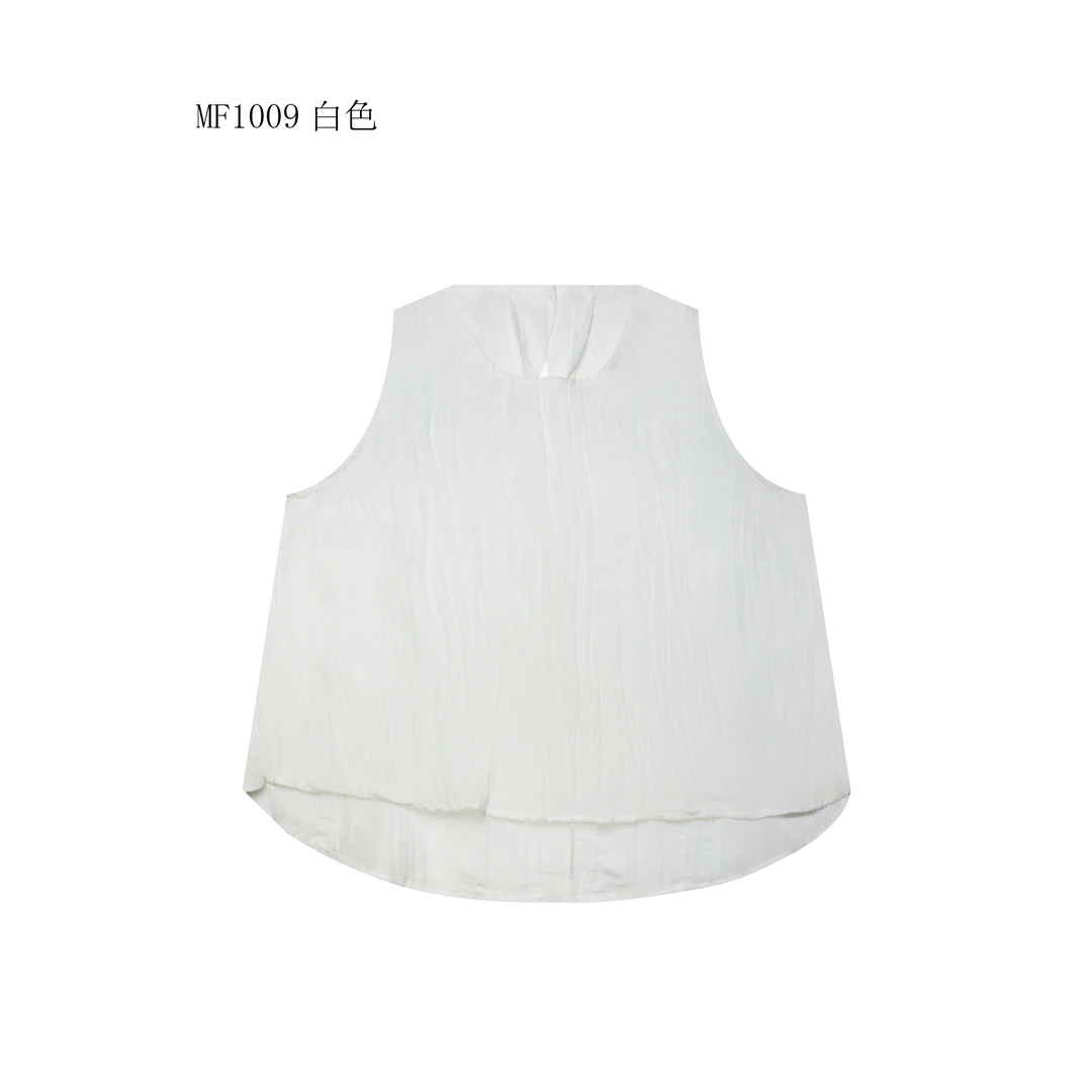 【麻訪家】MF1009白色文艺简约舒适宽松显瘦百搭背心上衣