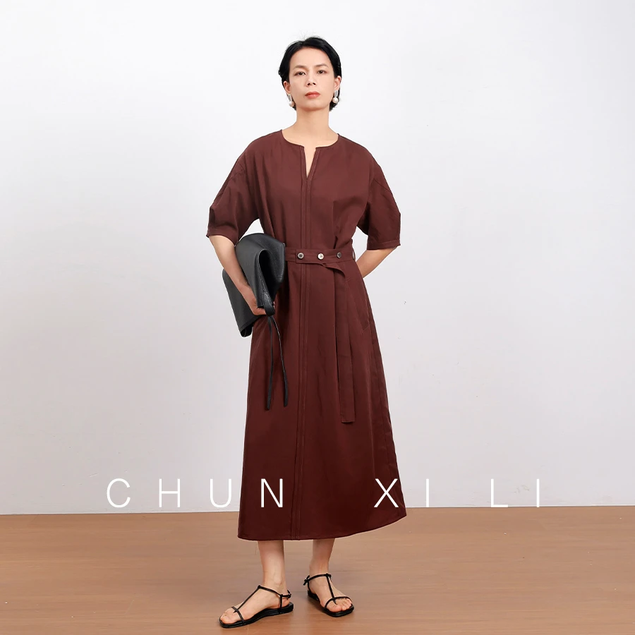 【摩卡慕斯】CHUNXILI/春熙里 时尚气质收腰连衣裙 D04L51009