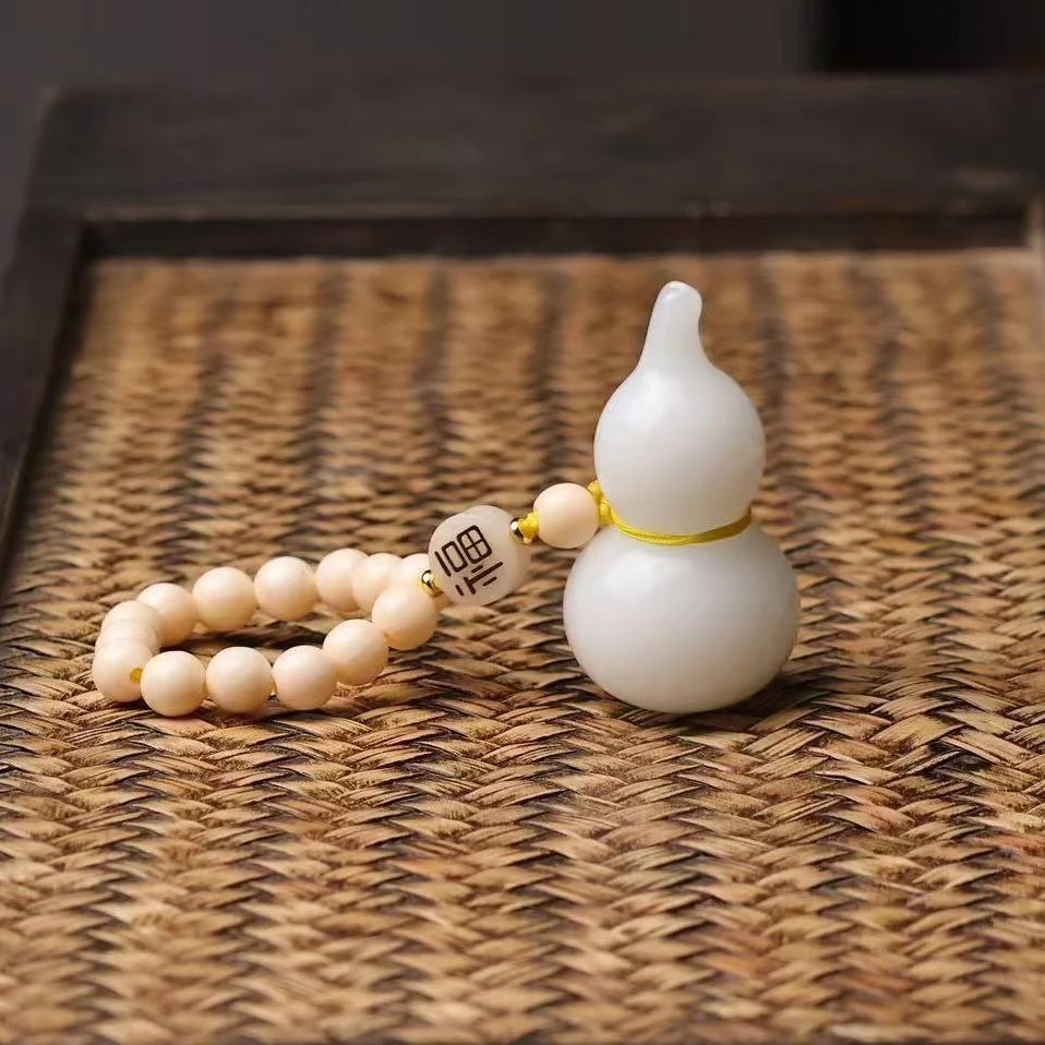 非金属珐琅吊坠  天然玉葫芦钥匙扣挂手把件复古风格车载挂件