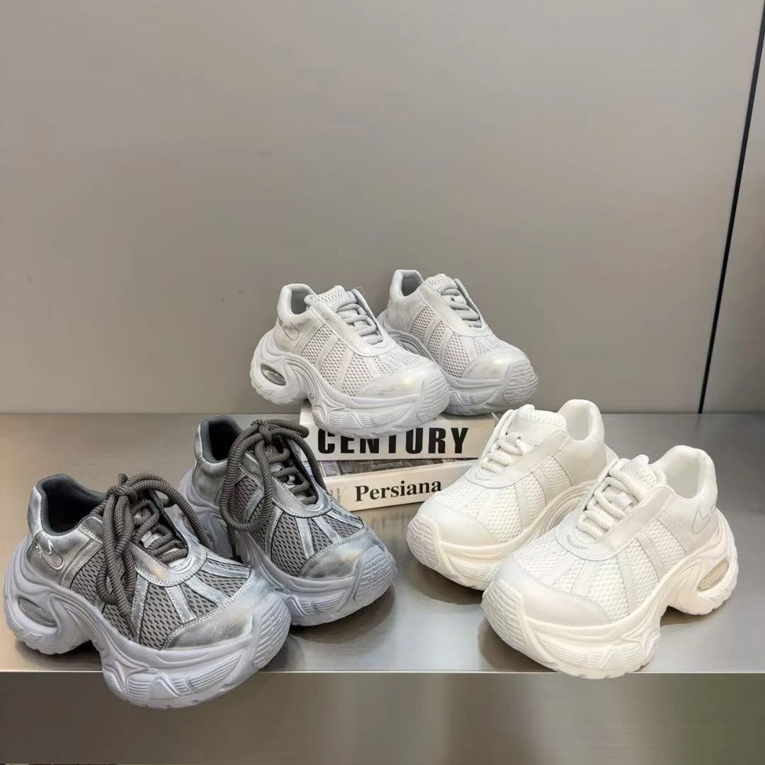 2025早春新款透气松糕厚底增高韩版潮流网红时尚高颜值休闲老爹鞋