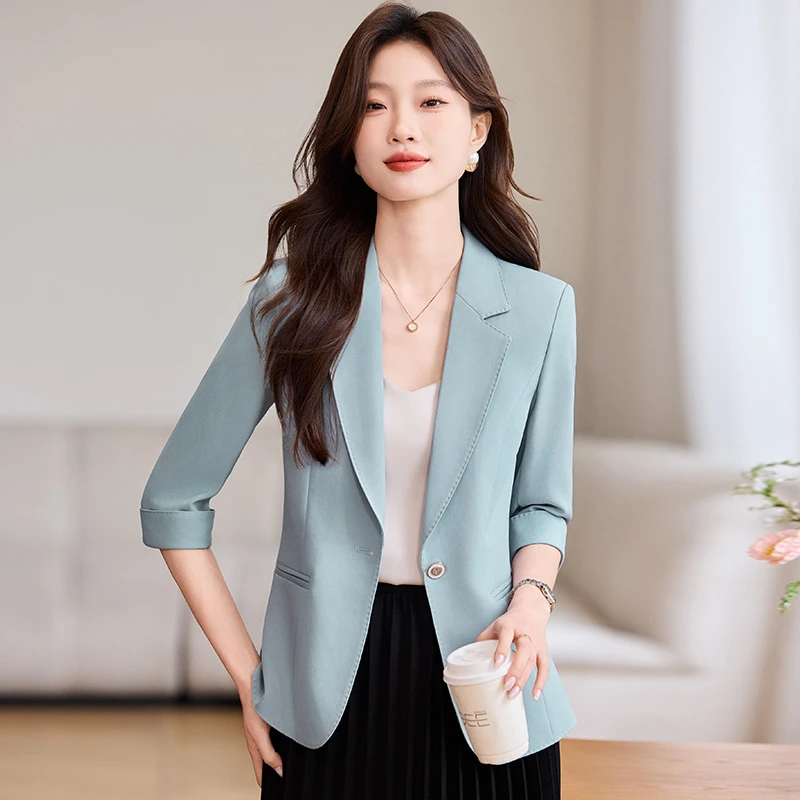 薄款西装外套女夏季2025新款中袖百搭女士网红款高级感西服TC8515