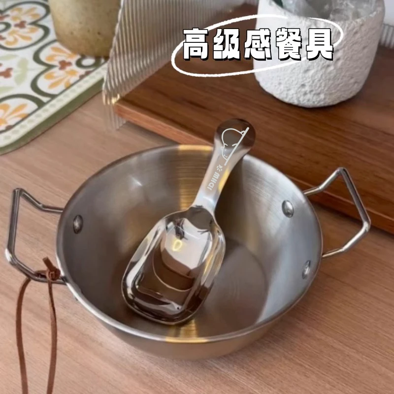 保真 韩式SUS 单人碗酸奶碗+不锈钢罐罐勺子嗦粉碗神器两件套