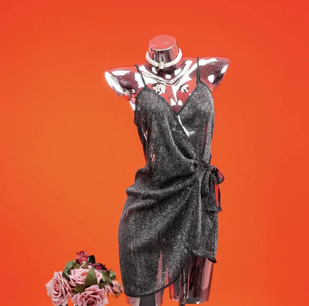 『尚瘾』亮晶晶80-200斤蕾丝镂空性感开叉睡裙