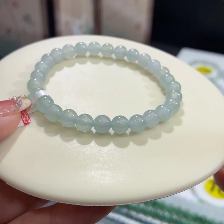 翡翠未镶嵌手链冰胶蓝紫卡6.8