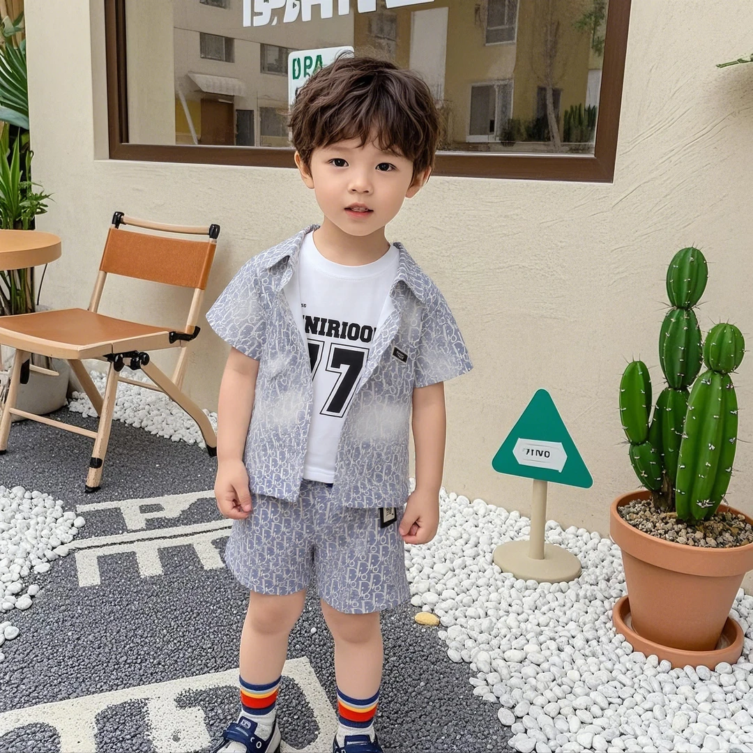 【短袖】卡通风夏季男休闲套装小童男童帅气西服